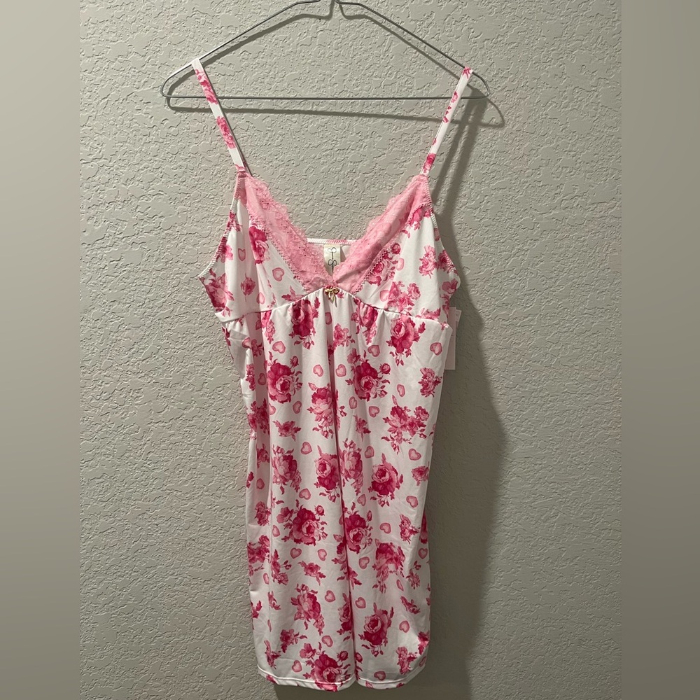 Jessica Simpson Pink and White Floral Slip Dress